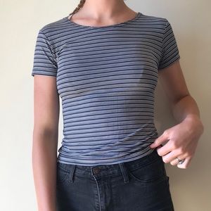 Striped navy and white T shirt